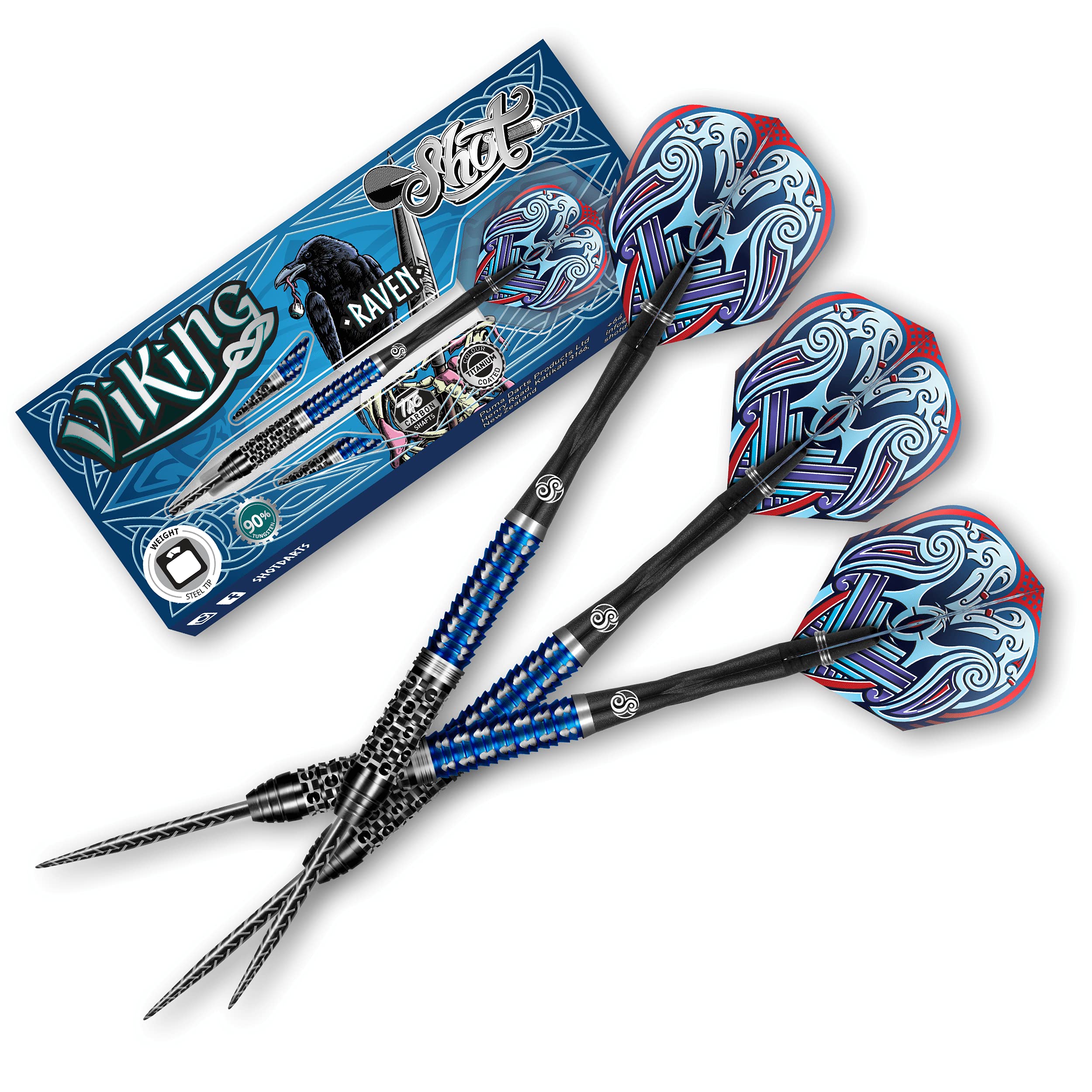 Shot! Darts Viking Raven 90% Tungsten Pro Throwing Darts Steel Tip